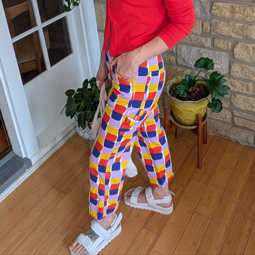 Nooworks Red and Yellow Wide Leg Pants